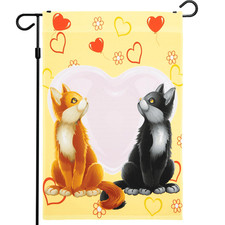 Valentine's Day Garden Flag, Valentine Themed Decorations Cats in Love,