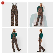 SALE!!! Duluth Trading Women's Heirloom Gardening Bib Overalls Black Coneflowers