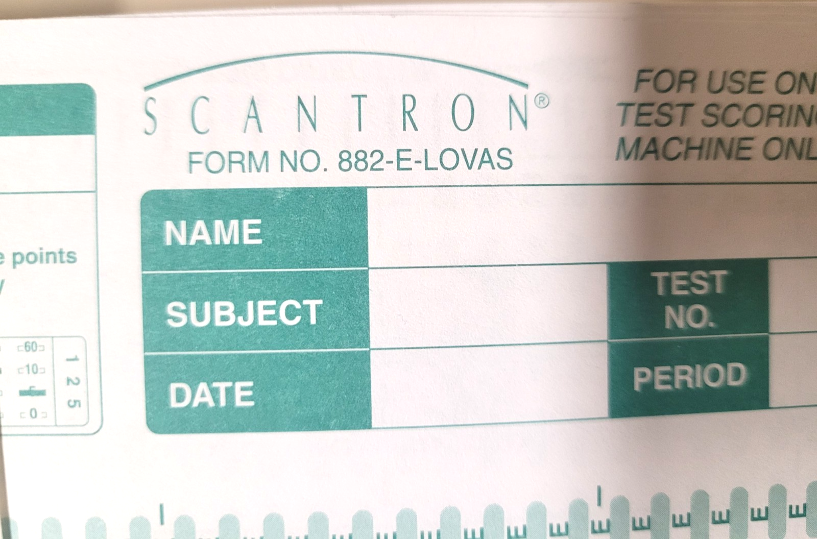 SCANTRON FORM NO. 882-E-LOVAS TESTING SHEETS 2010 PACK OF 25, NEW NEVER