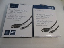 Lot of 2 Insignia 1.8 m 6 ft. Mini Display Port to HDMI NS-PD06512-C Cables