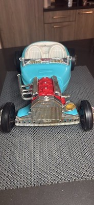 1963 Irwin Blue Hot Rod Diecast Car Toy w/ Exposed Red Engine & White Interior