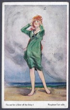 I'm out for a blow of the briny! - 1921 art postcard by William Barribal