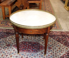Antique  French Louis XVI Mahogany Marble Top Bouillotte  Table