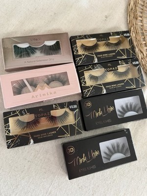 Lot Of 7 3D Mink Eyelashes Arimika, Ps Topaz, U-nice, Mink Hair Lashes Long Lash