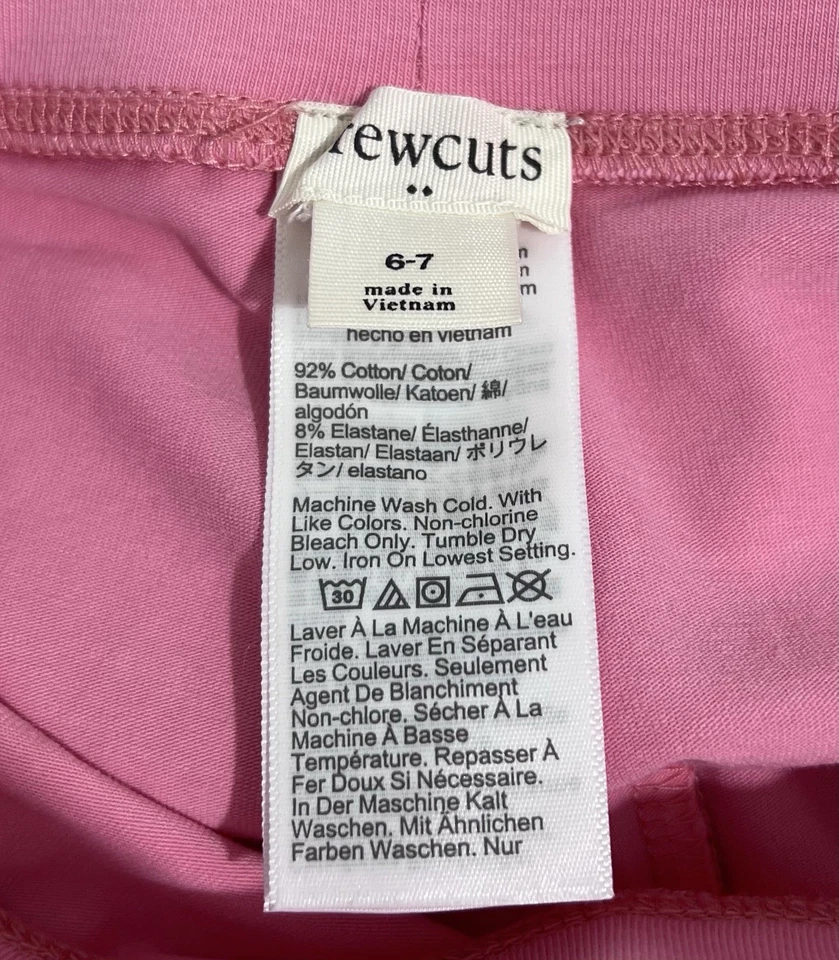 Crewcuts Girls Leggings 6-7 Cotton Blend Pink Elastic Waist Pull On Pants - Image 3 of 4