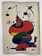 Joan Miro COA Art Painting Original Drawing Vintage Paper Signed