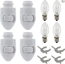 Plug in Night Light Module Includes 4 Bulbs and 4 Metal Clips, Great for White