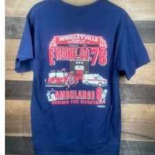 Wrigleyville Engine Co 78 Chicago Fire Department T-Shirt 1998 Size L
