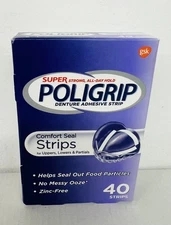 4 Pack Super Poligrip Comfort Seal Denture Adhesive Strips 40 ct 160 TOTAL U39B