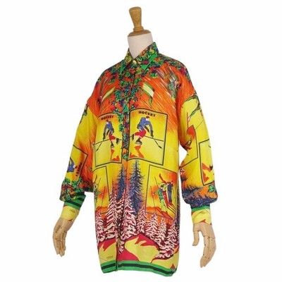 Vintage Versace SPORT Shirt Blouse Long Sleeve Total Pattern Silk Used MOLO-0