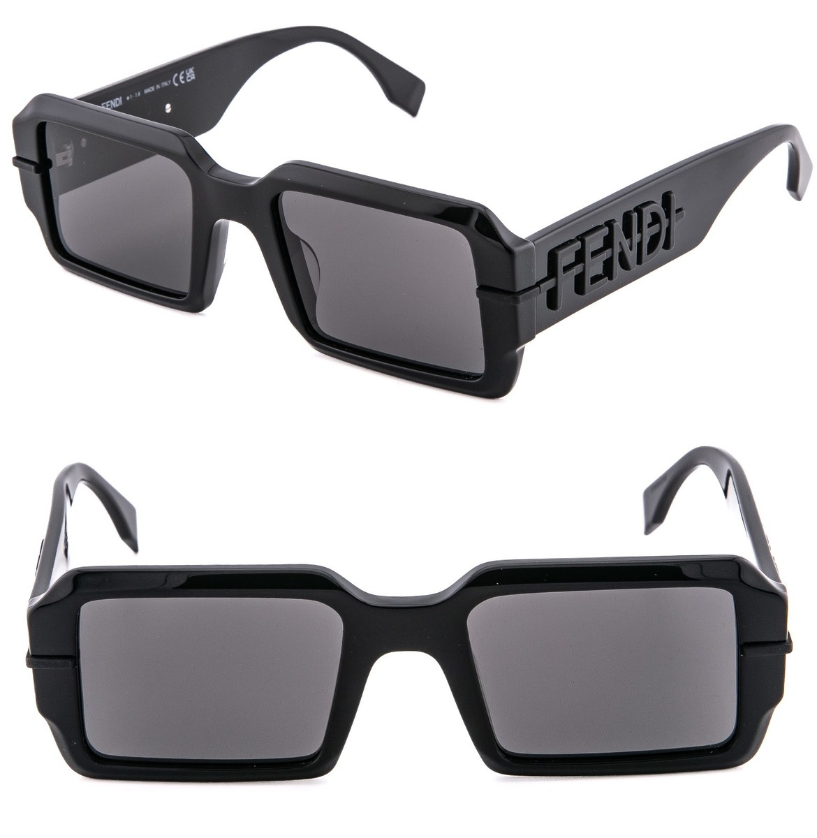 FENDI ロゴ入り襟 プルオーバー 50 FENDI FENDIGRAPHY HOBO Logo 40073 Shiny Black Square Bold Sunglass