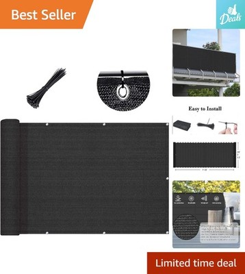 High Density Black Balcony Privacy Screen 3'x10' with Grommets & Custom Sizes
