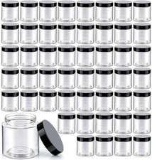 50 Pack 4 oz Clear Plastic Jars with Lids - Small/Mini Containers for Slime