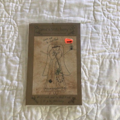 Seek and Ye Shall Find Stitchery Wall Quilt Pattern Primitive Embroidery Angel