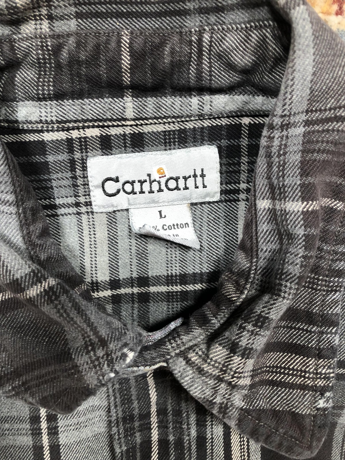 Carhartt Shirt Mens Large Gray Plaid Flannel Button Front Long Sleeve Workwear thumbnail 6