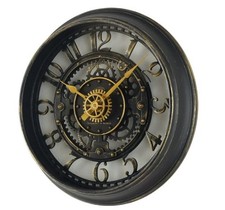 Indoor Round 11.5" Oil Rubbed Bronze Cutout Gear Industrial Analog Wall Clock