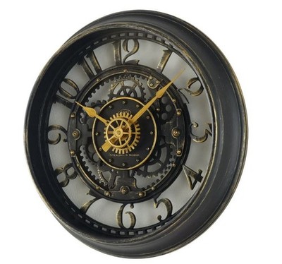 Indoor Round 11.5'' Oil Rubbed Bronze Cutout Gear Industrial Analog Wall Clock