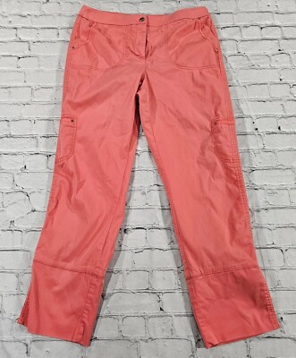 Chicos WOMENS SIZE 1 US M Pink Lightweight Snap Button Tab Roll Cuff Pants