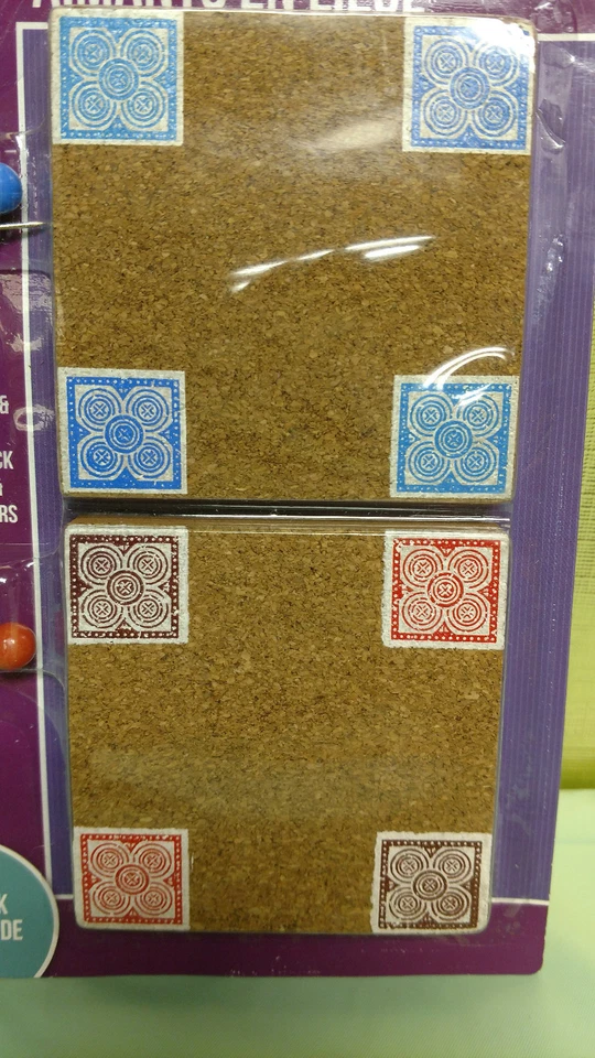 Magnetic Cork Board 2pc Set w/ Push Pins Locker Fridge Office School Decor Kit - Image 4 of 4