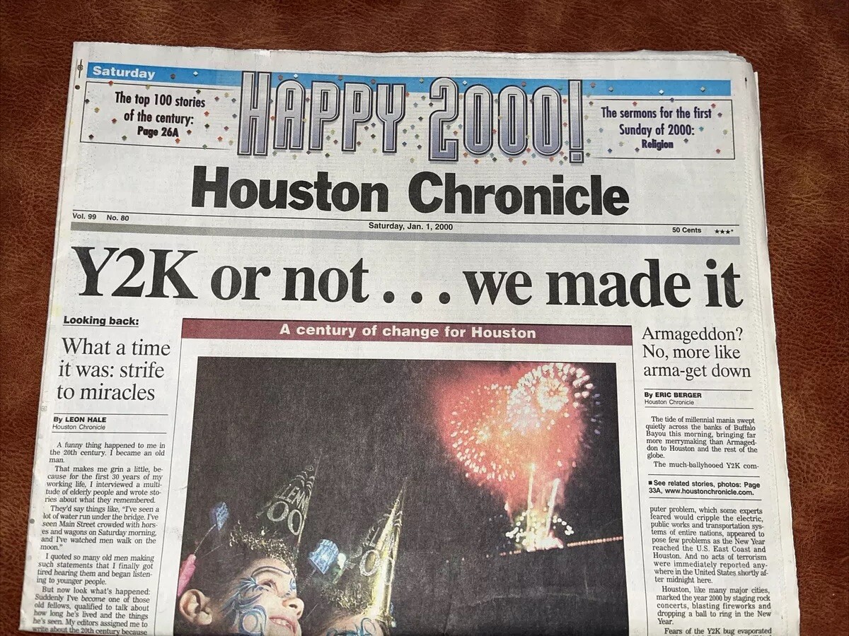 Y2K - Historic Newspaper - January 1, 2000 - Houston Chronicle | eBay