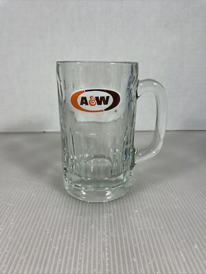 Vintage A&W Logo Root Beer Float Clear Glass Mug 16 FlOz