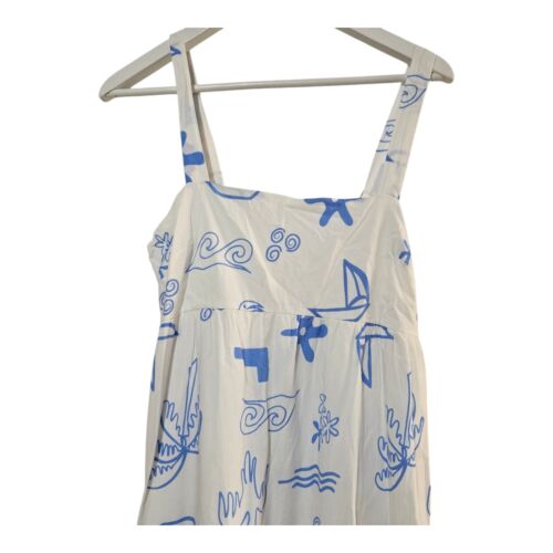 Indikah Maxi Dress Womens Indianna Square Neckline Size 10 White Printed Cotton - Picture 4 of 14