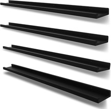 Long Floating Shelves for Wall 57 Inch,Real Wood Picture Ledge with Lip Set of 4