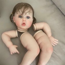 26in Painted Reborn Baby Doll Kits Unfinished Toddler Girl Rooted Hair DIY Toy