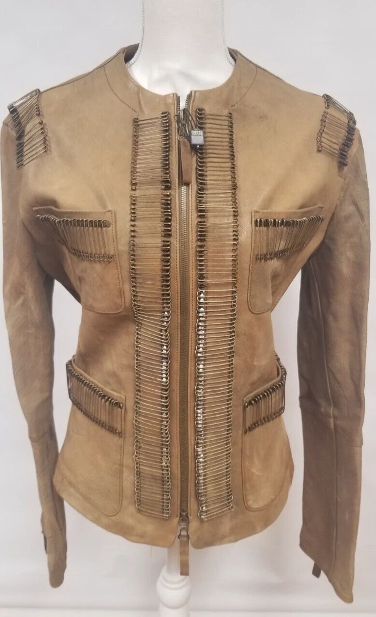 RARE Vintage GIANFRANCO FERRE Women s Safety Pin Leather Jacket New With Tags