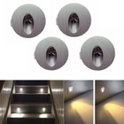 4 x 1W LED Escalier Lampe Rond Murale Spot Encastrable Coin Mur Spot Blanc Chaud