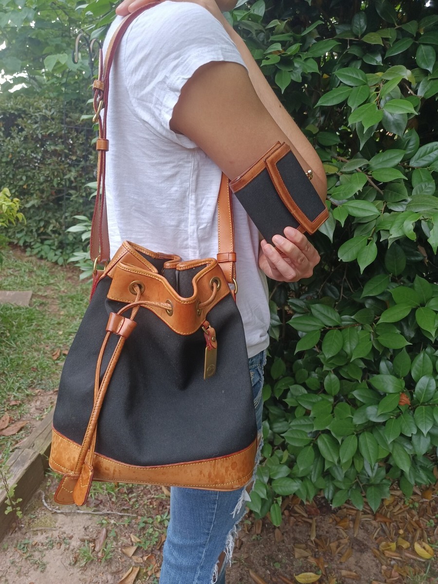 Dooney & Bourke Drawstring Florentine Leather & Canvas  display picture 1