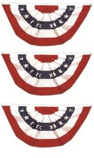  3 Pack 3x6 USA American Pleated Super-Poly Printed 2ply Flag 3'x6' Bunting Fan