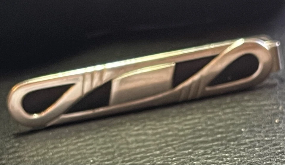 Clip de corbata vintage ANSON Western tono negro y plateado Foto 2 de 4