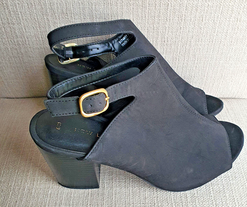 New Look Used Black Open Toe Shoes Sandel Size 6 Strap - Picture 3 of 6