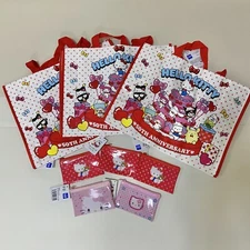 Hello Kitty 50th Anniversary Sanrio Daiso Tote bag and Zipper Accessory Case set