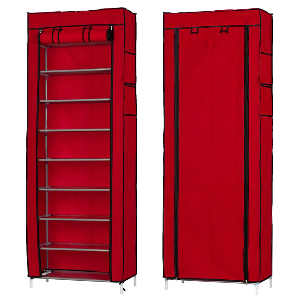 Zapatero Portátil 9 Estantes Almacenamiento Armario Hogar Organizador Gabinete con Cubierta Foto 2 de 4