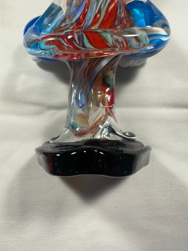 VTG ITALIAN MURANO VENETIAN GLASS CLOWN FIGURINE BLUE DOUBLE BOW TIE & TOP HAT - Picture 3 of 6