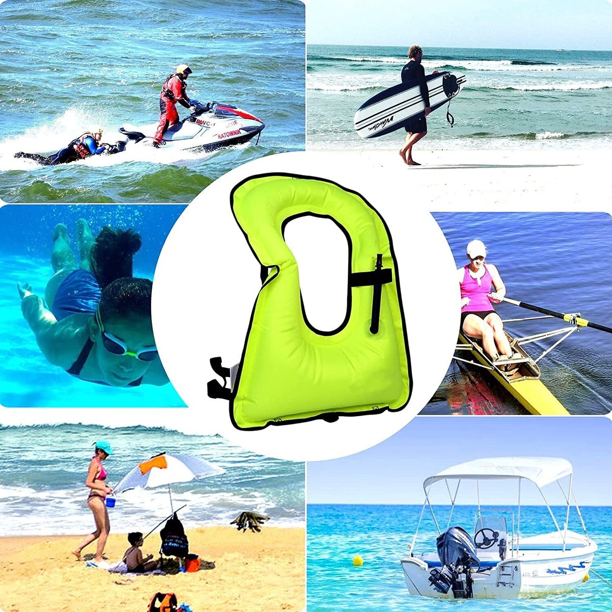 Adjustable Inflatable Snorkel Vest Snorkeling Vest Life Jacket for  display picture 1