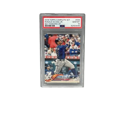 2018 Topps Complete Set Ronald Acuna Jr. RC #698 Rookie Bat Pointing Up PSA 10