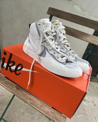 Size 10 - Nike Blazer Mid x Sacai White Grey 2019 - Picture 1 of 9