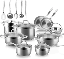 Professional Stainless Steel Induction Cookware Set 19pc Kitchen Pots And Pans S