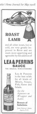 1908 Lea Perrins Worcestershire Sauce Antique Print Ad Roast Lamb Maid