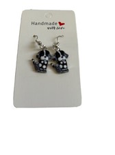 Black  White Puppy Earrings