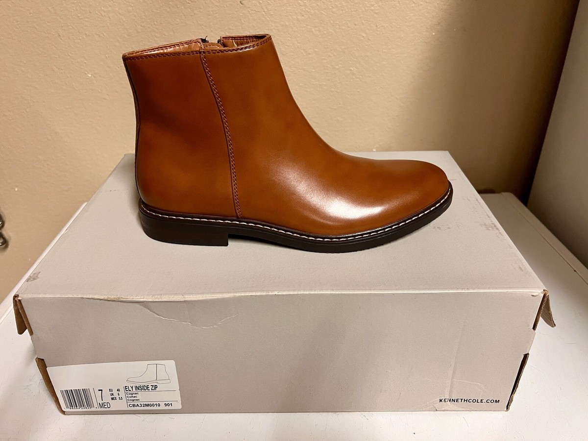 REACTION KENNETH COLE Mens Brown Comfort Ely Round Toe Block  display picture 2