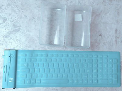104 Tasten Silikon Roll Up Tastatur Hellblau Mini USB-B Flexibel Wasserdicht