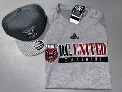 Men s D.C. United MLS Soccer Training Adidas SnapBack Hat & Shirt Combo Medium