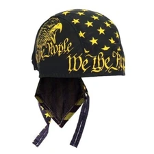 Black Gold We The People Eagle Durag Headwrap Bandanna Sweatband Lined Free Ship