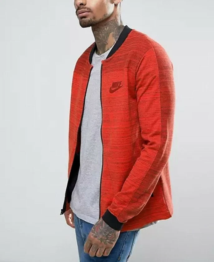 Buy Red Textured Knit Bomber Jacket for Men