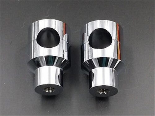 Chrome Round 7/8'' Handlebar Riser For Harley Honda Kawasaki Cafe Old School VN - Foto 3 di 6