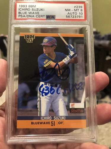 1993 BBM ichiro suzuki blue wave rc auto near mint psa 8 sp low pop 4367 hits